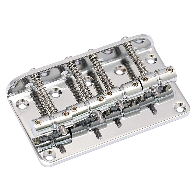 Puente de guitarra de bajo fijo de cola dura Compatible con 4 cuerdas de bajo de Jazz o bajo de precisión estilo bajo guitarra de carga superior cromado: Default Title