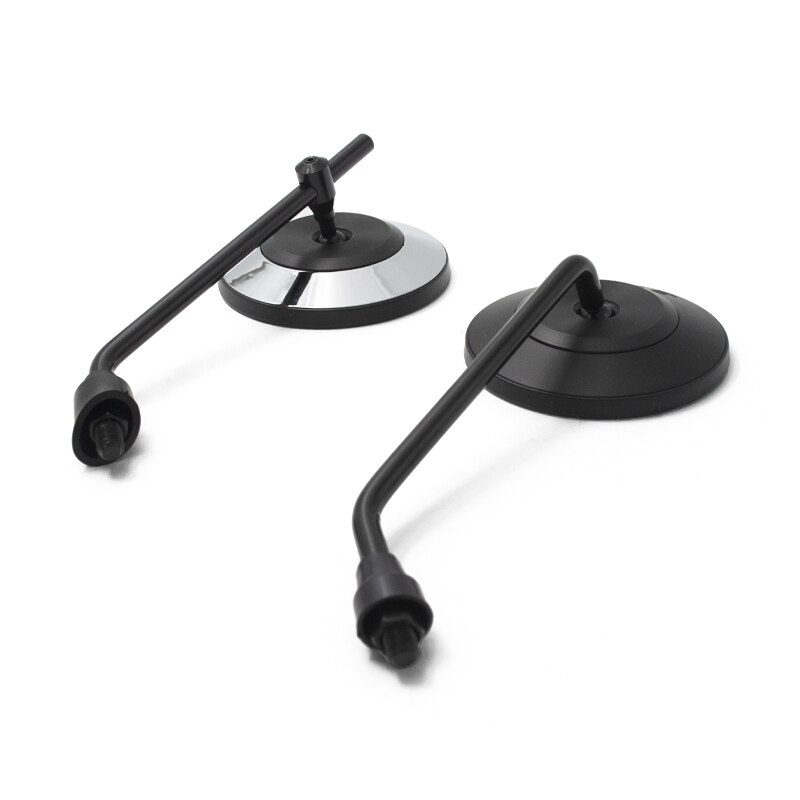 2 stücke Universal Retro Einstellbare Matte Schwarz Silber Runde Motorrad Rückspiegel Flache Spiegel Roller E-Bike Rückseite Spiegel