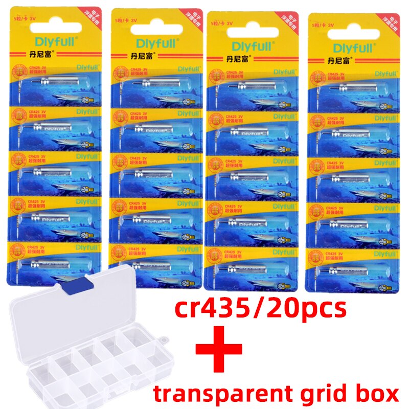 CR425 CR435 CR322 Batteries Fishing Float Electric Floats Battery 3V Night Light Lithium Pin Cells LED Fishing Float Luminous: 20 cr435 With box A