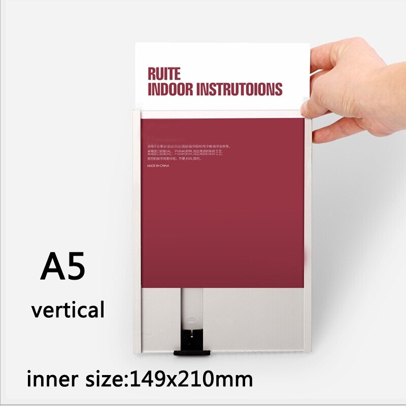 DEZHI-Aluminium Alloy Office Indoor Horizontal/Vertical Wall Mount Sign Holder Display INFO Poster Door Sign Bulletin Board: A5 149x210mm