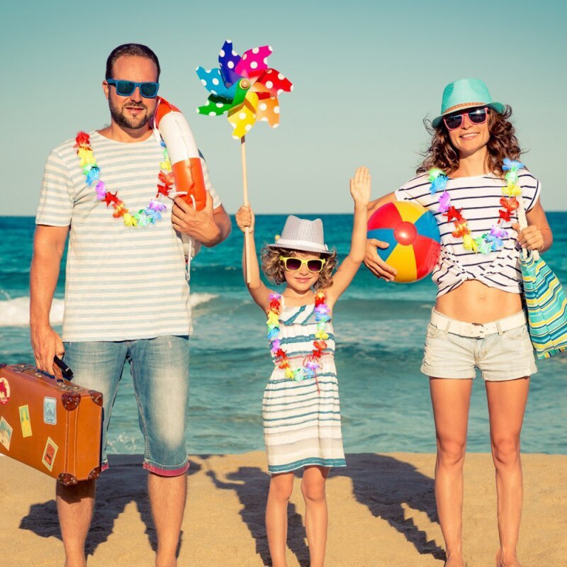 10 Pcs Wreath Hawaiian Party Decorations Birthday Wreath Tropical Style Necklace Theme Flowers Wedding Beach Decorations