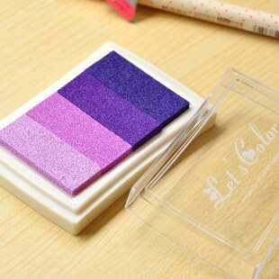 6 Gradient Colors Ink Pads for Rubber Stamps Inks Concave Waist Seal Ink Pad for Paper Wedding Sign Painting Scrapbooking Inkpad: Purple 