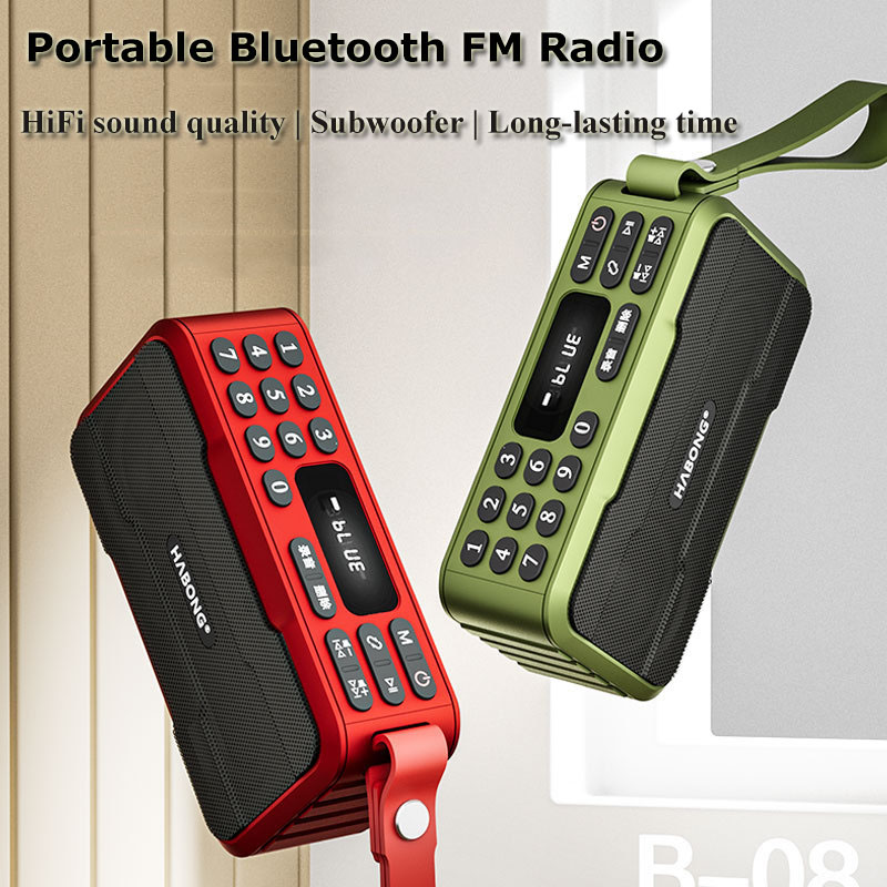 Radio FM portátil, minialtavoz Bluetooth, barra de sonido Hifi, Subwoofer, Walkman manos libres, reproductor de música, grabadora con micrófono