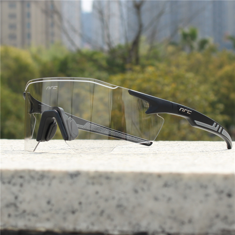 NRC gafas de sol de ciclismo 1 lente UV400 TR90 gafas deportivas para bicicleta MTB bicicleta de montaña pesca senderismo gafas para hombres y mujeres: Plata