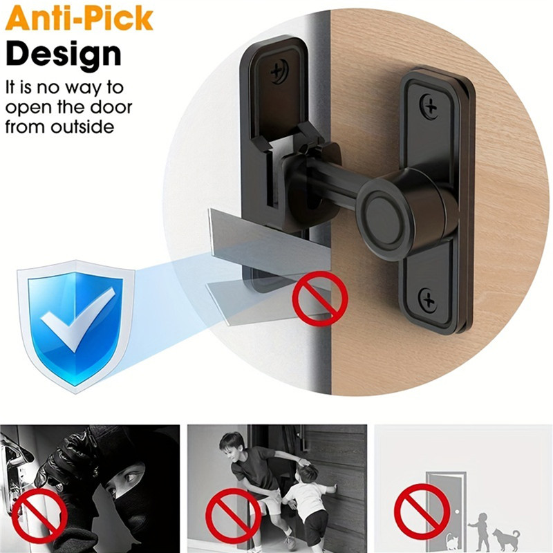 90° Barn Door Lock Heavy Duty Sliding Barn Door Latch Lock Bolt 90 Degree Flip Gate Latch Wine Cabinet Closet Right Angle Lock