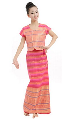 Hmong vêtements à manches courtes Dai thaïlande danse Costumes minorité femmes eau éclaboussement Festival ethnique vêtements chinois Folk: pink1 / L