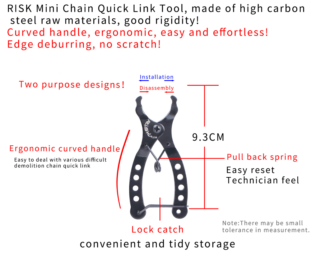RISK-Mini herramienta de eslabón rápido para cadena de bicicleta, alicate de eslabón múltiple con gancho, abrazadera de cadena de bicicleta de montaña y carretera, hebilla mágica, accesorios para ciclismo