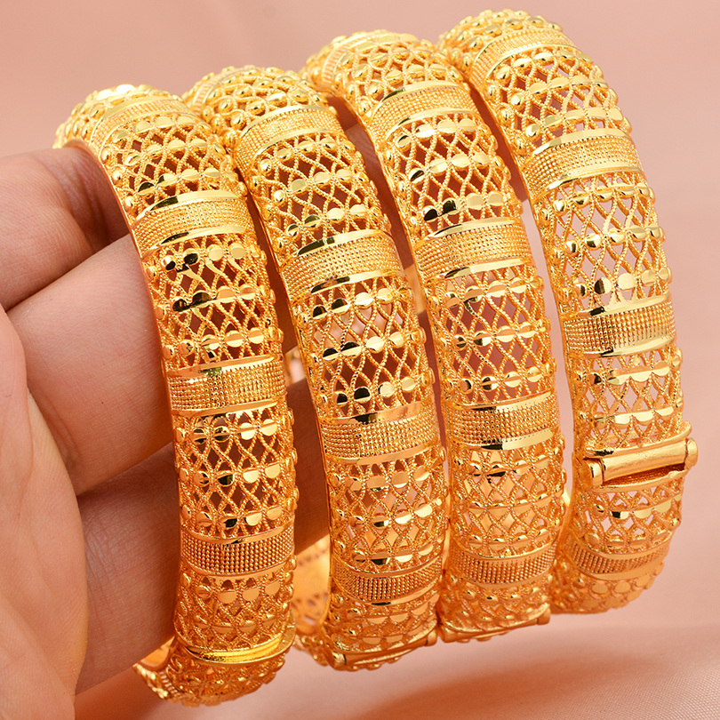 Bracelet manchette couleur or dubaï 24K pour femmes, bijoux éthiopiens, bijoux de mariage africains, de fête: Plaqué bronze antique