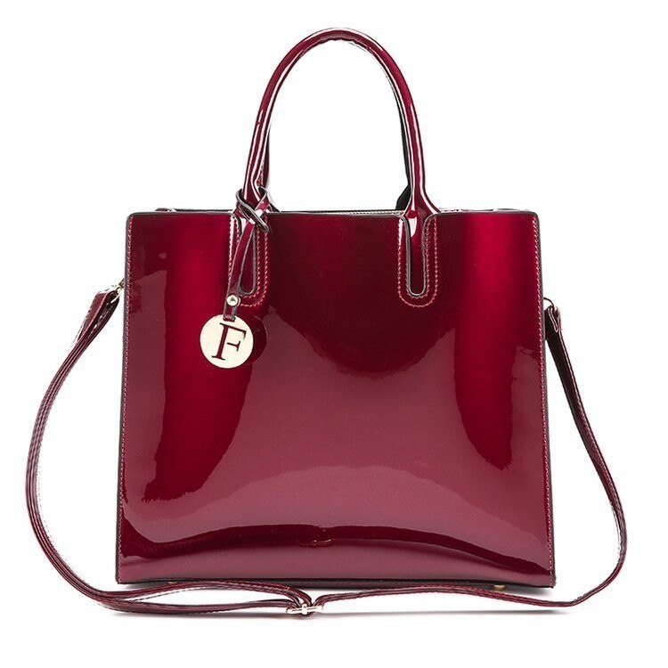 Herald brillant solide en cuir verni femmes sacs dames Simple luxe 3 ensembles sacs à main décontracté femme sacs à bandoulière: Red1