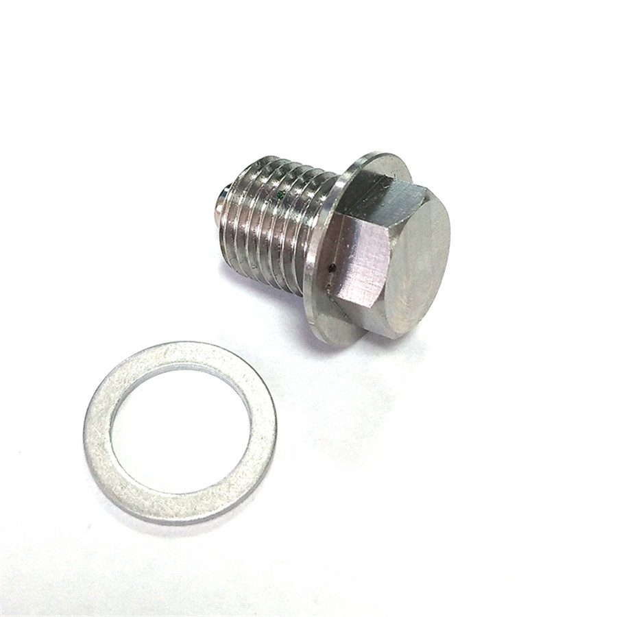 Stainless Steel Neodymium Magnetic Oil Drain Plug M14 x 1.5mm w/ Aluminum Washer