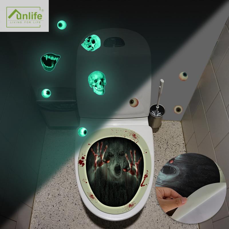 FUNLIFE Toilet Stickers Halloween Decorative Toilet Stickers DIY Skull Toilet Stickers Waterproof Removable Stickers Decoration