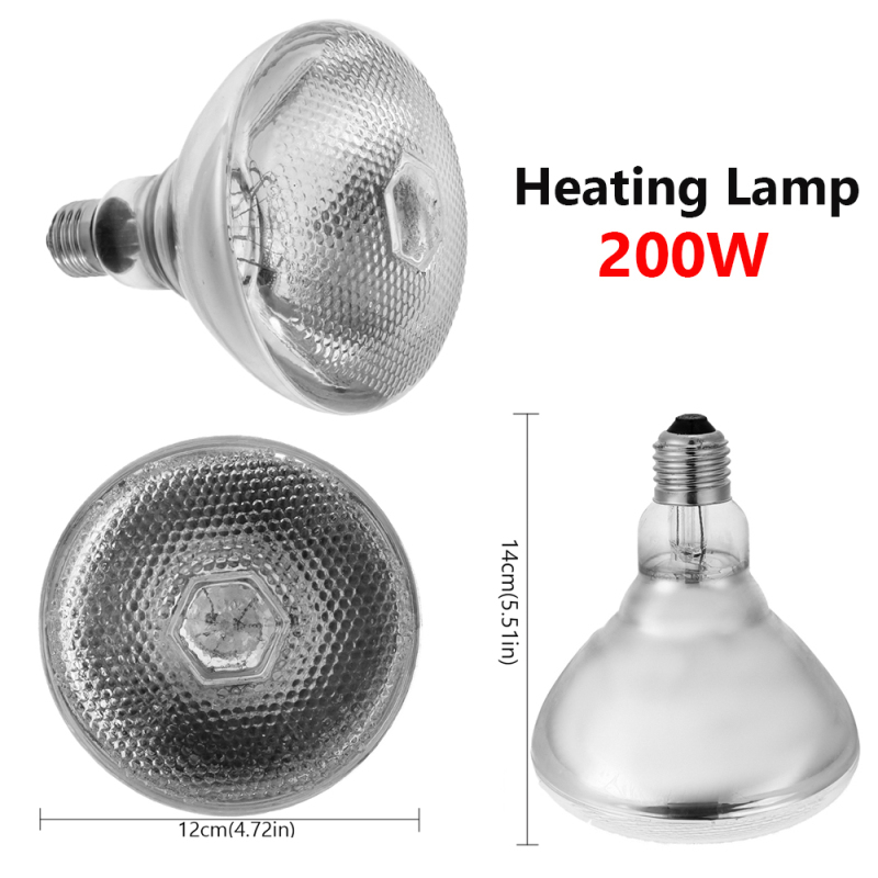 Rayo infrarrojo rojo luz térmica de calefacción 100-250W granja cerdo cría calor onda corta aves de corral escotilla 110-220V bombilla: 200W