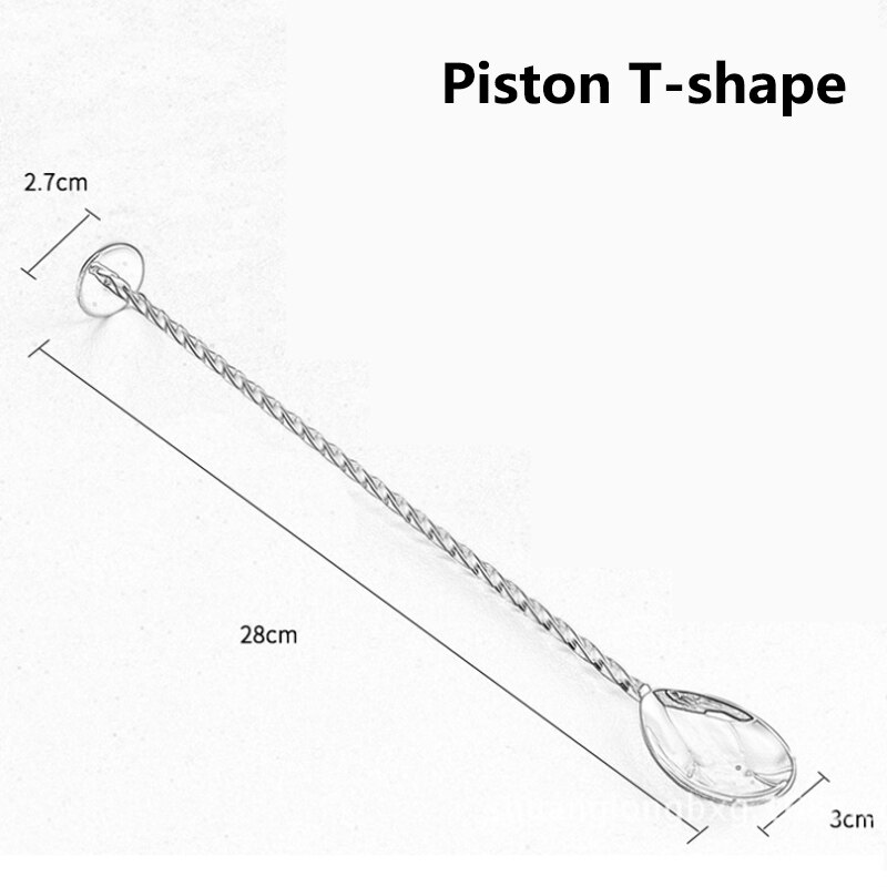 1Pcs Gemalen Ijs Hamer Ijslollystokken Cocktail Roerstokje Roestvrij Staal Multifunctionele Fruit Muddle Stamper Wijn Levert: Piston T-shape