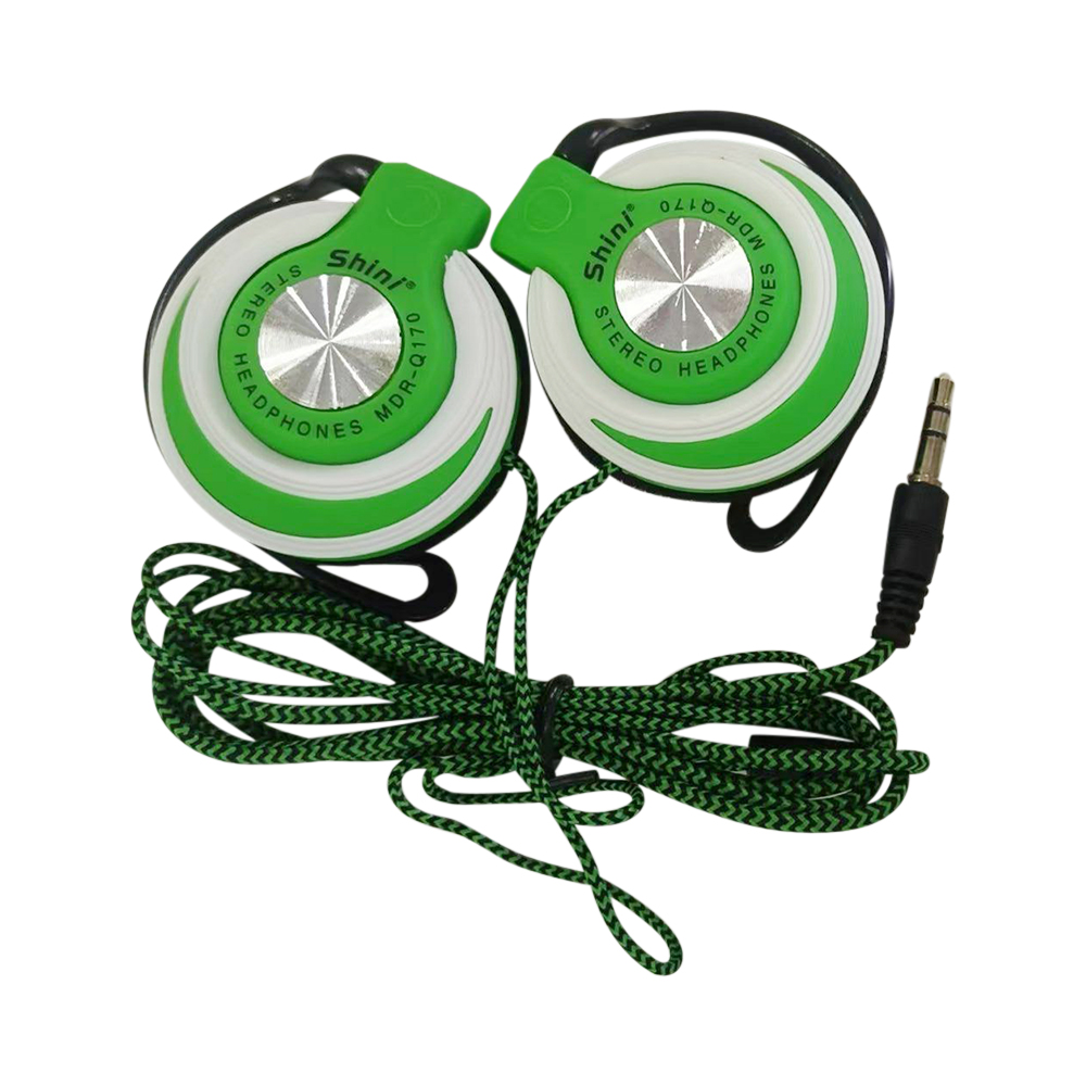 3.5mm Wired Headphones Stereo Heavy HiFi Bass Headset Over-ear Adjustable Ear Hook Earphones Music Earphone for Phone: green