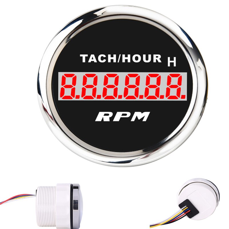 Tacômetro digital à prova d&#39;água, medidor de 0 a 9999 rpm com ampulheta de 0 a 99999.9 rpm para carro e barco