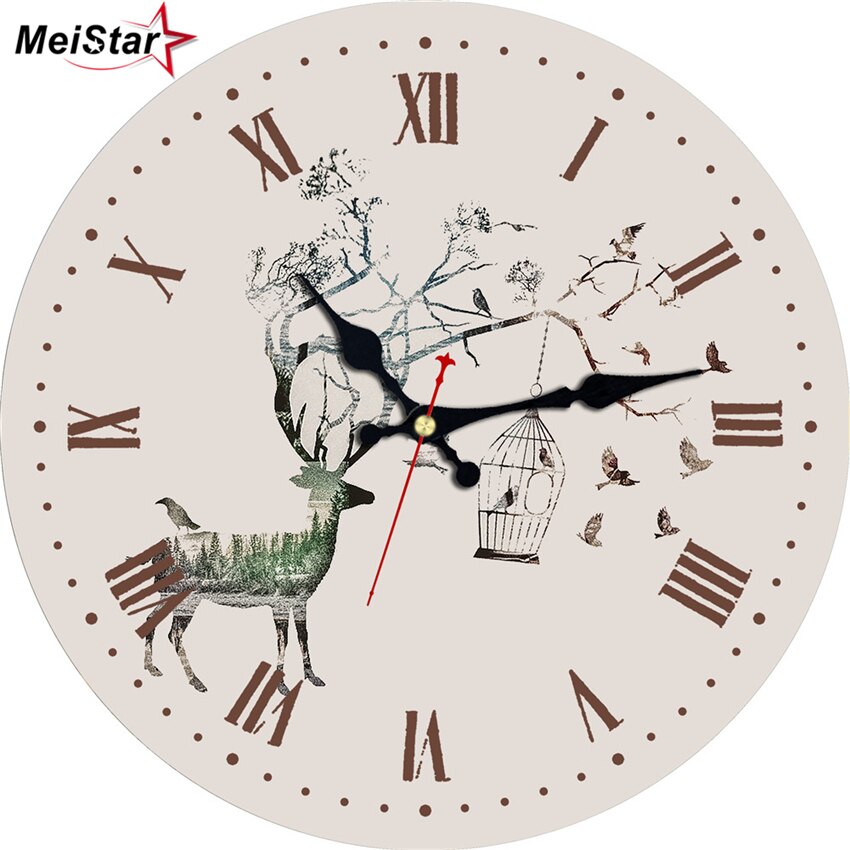 12 &quot;Vintage Schattige Staren Koe Klok Koe En Sheer Blijven Op De Boerderij Mooie Houten Wall Clock Voor Living kamer Slaapkamer Thuis