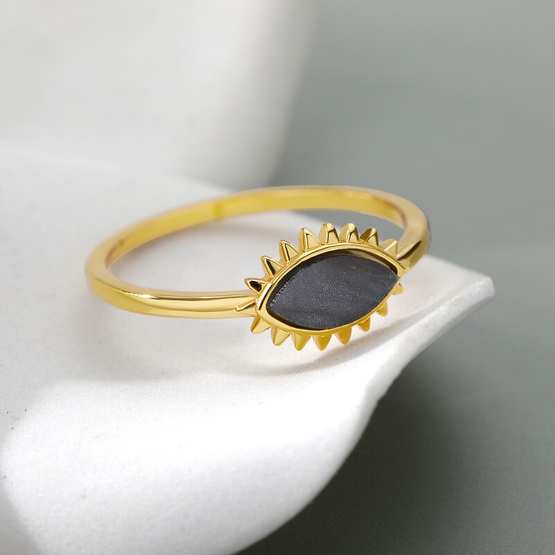 Vintage Evil Eye Ringen Voor Vrouwen Rvs Gold Sliver Kleur Zwart Opal Evil Eye Ring Esthetische Sieraden Bague femme