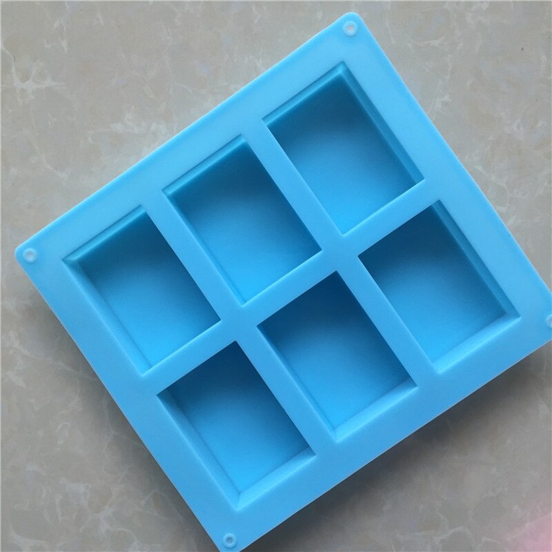 Forma de silicone retangular com 6 cavidades, de silicone, para sabonete, artesanato, caseiro, faça você mesmo