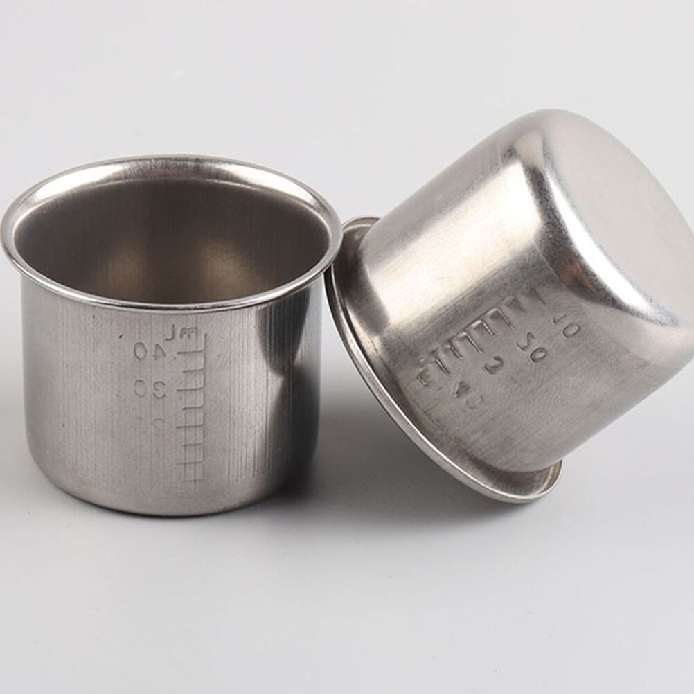 6pcs Measuring Cups Graduated Volumetric Beaker Labs Measuring Cups Liquid Container Stainless Steel Scale Beaker Mixing Cup