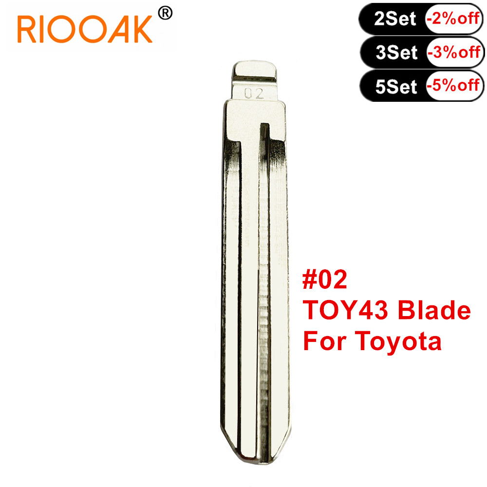 10pcs Uncut #02 TOY43 blade KD VVDI Remote Replacement Car Key Blade For Toyota Camry Corolla Highlander RAV4 Yaris