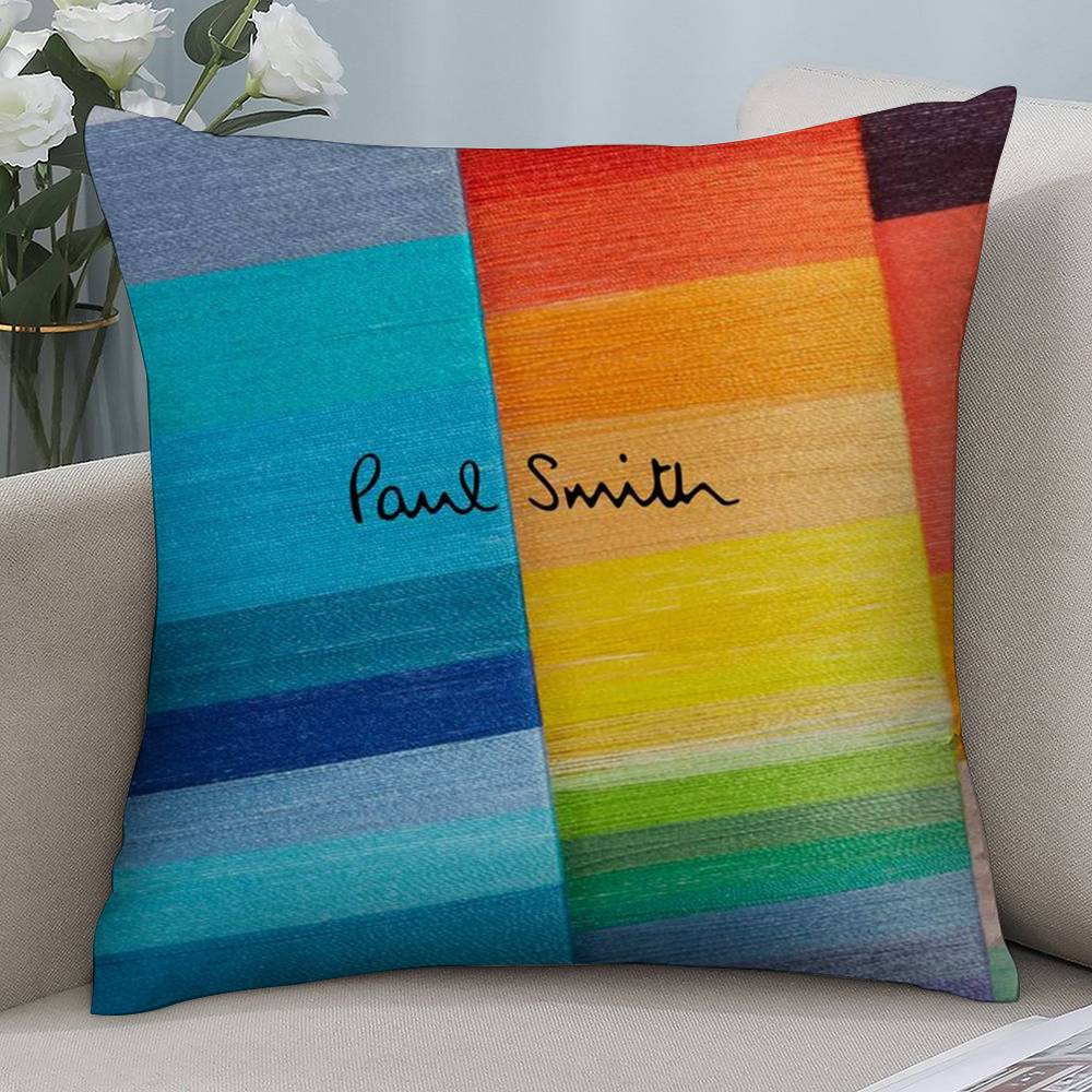 Art P-PaulS-s S-SmithS Pillow Case Short plush Double-sided Print Square Throw Pillow Covers Sofa Home Cushion Decor: 480mm*480mm / Beige