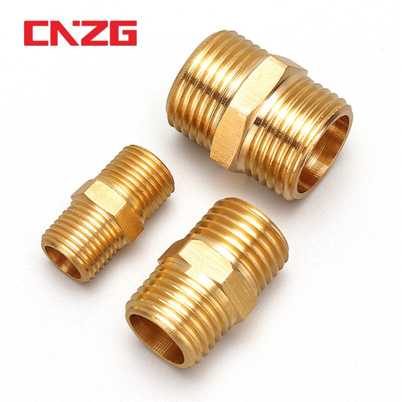 Messing rør sekskantet nippel fitting lynkobling adapter 1/8 1/4 3/8 1/2 3/4 1 bsp han til han gevind vand olie gas stik