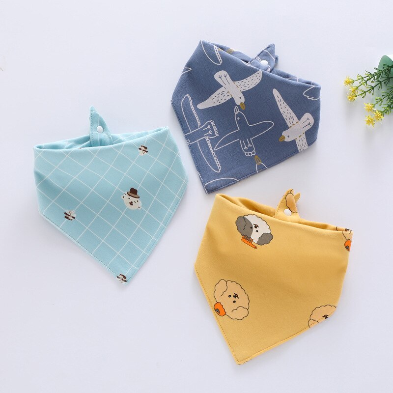 4 Stuks Baby Slabbetjes Driehoek Dubbele Katoen Slabbetjes Cartoon Print Speeksel Handdoek Baby Jongens Meisjes Voeden Schort Katoen Bandana Slabbetjes: 3 pack