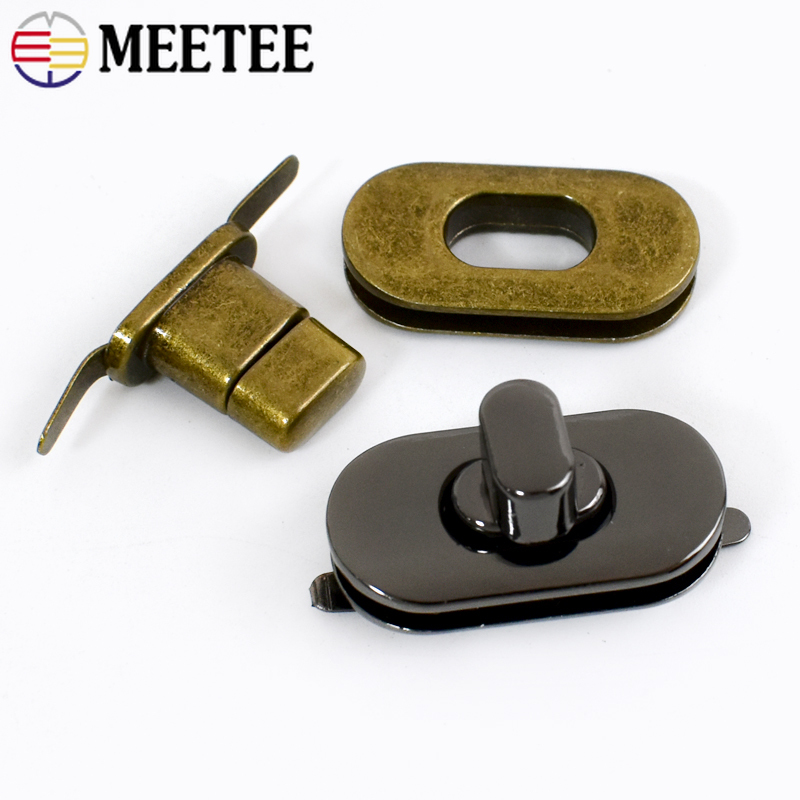 2/4/10Pcs Meetee 35*18mm Metal Bag Lock Clasp Handbag Twist Turn Locks Buckle Oval Twisting Replace Clasps Hardware Accessory
