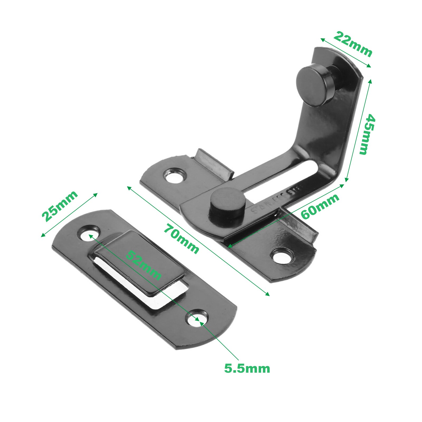 2Pcs Stainless Steel 90 Degree Door Latch Buckles Furniture Lock Hasp For Sliding Door Cabinet Drawer Anti-Corrosion Buckle