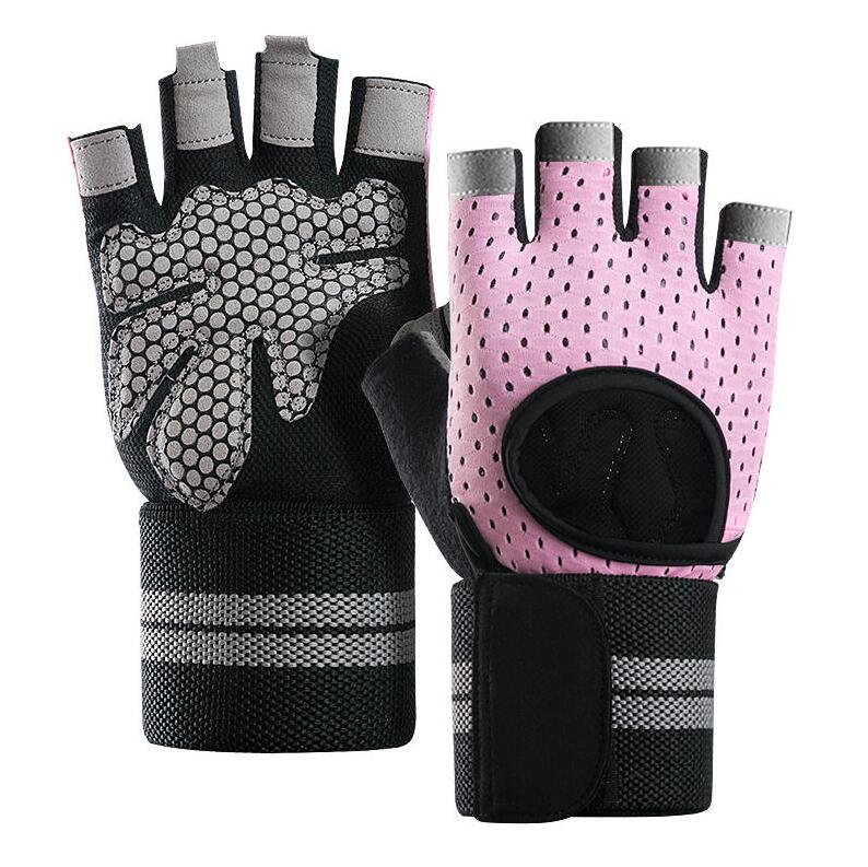 Hantelhandschuhe für Herren und Damen, Gewichtheben, Crossfit, Bodybuilding, trainieren, Sport, Fitnessstudio, Trainingshandschuhe, rutschfester Handgelenkschutz: Rosa / XL
