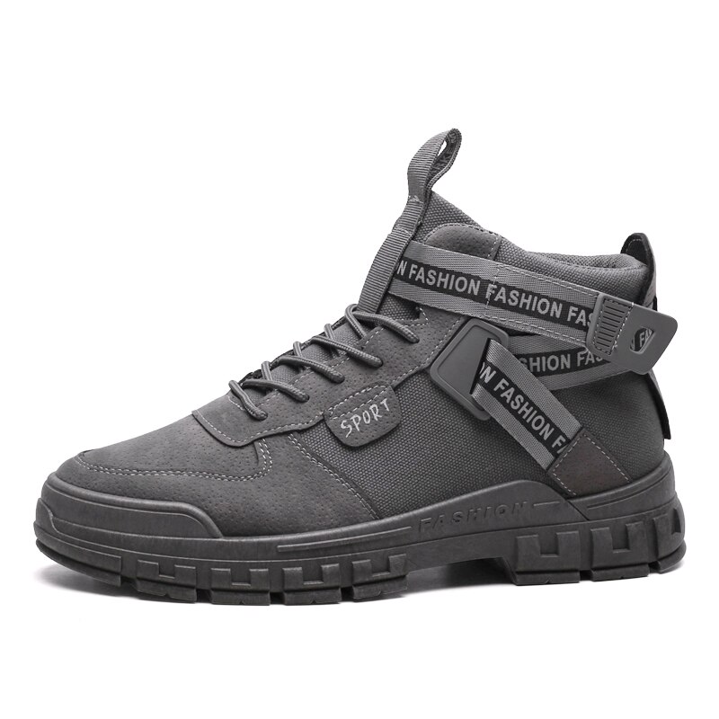 Heren casual schoenen winter herenschoenen zwarte schoenen voor heren houd warm canvas schoenen heren hoge leren casual schoenen 8: Grijs / 10