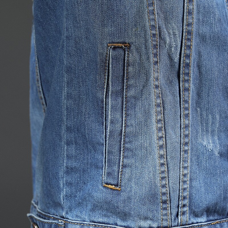 Vintage broderet indisk denimjakke til mænd og #39 slim cowboyjakke langærmet jeansjakke i europæisk og amerikansk stil