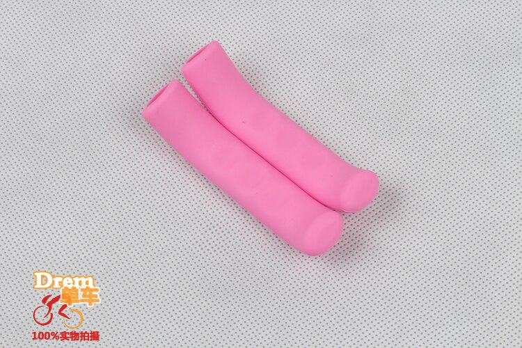 MTB Mountain Road Vouwen Vaste Gear Fiets V Brake Hand Hevels siliconen silicagel beschermer mouwen cover: pink