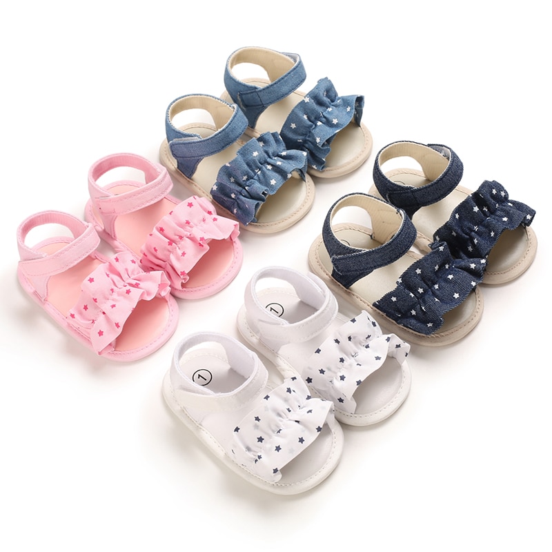 Neugeborenen kleinkinder mädchen sommer offene spitze gleitschutz weichen boden flache schöNe prinzessin sandalen und bowknot 0 zu 18 monate
