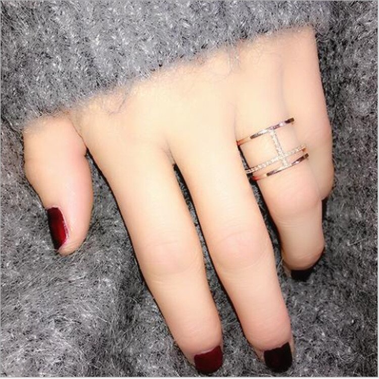 Neue modisch Persönlichkeit Punk Kristall Ketten Ringe Für Frauen Dame Resizable Größe Ringe Partei Schmuck Charme