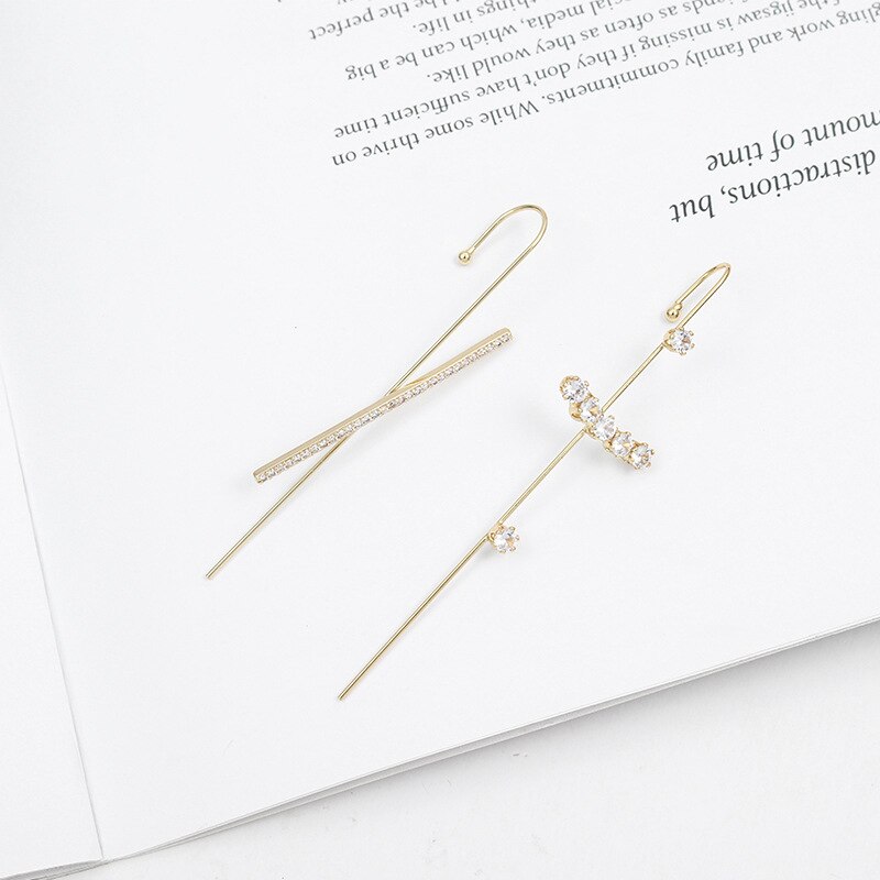 Boucles d'oreilles asymétriques Ins Style oreille strass boucles d'oreilles mignon percé Punk oreille bijoux rond Contour oreille os