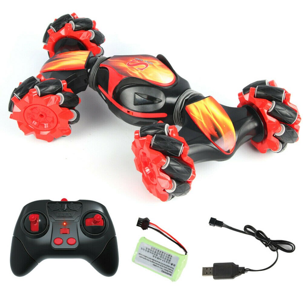 Uk Afstandsbediening Off-Road Gebaar Sensing 4WD Dubbelzijdig Flip Rc Stunt Auto Rw Remote Kinderen: Red 2