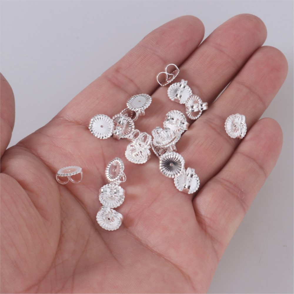 10Pcs/Lot 925 Silver 8K Gold Copper Flower Earring Backs For Earrings Jewelry Hypoallergenic Replacement Secure Earring Lifters