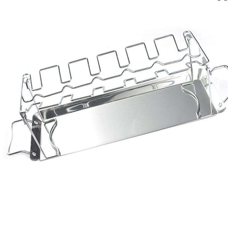 14 åbninger bbq holder and kyllingelår vinge grill madlavningsstativ med dryp pande fjerkræ steger kyllinge vinge rack rustfrit stål