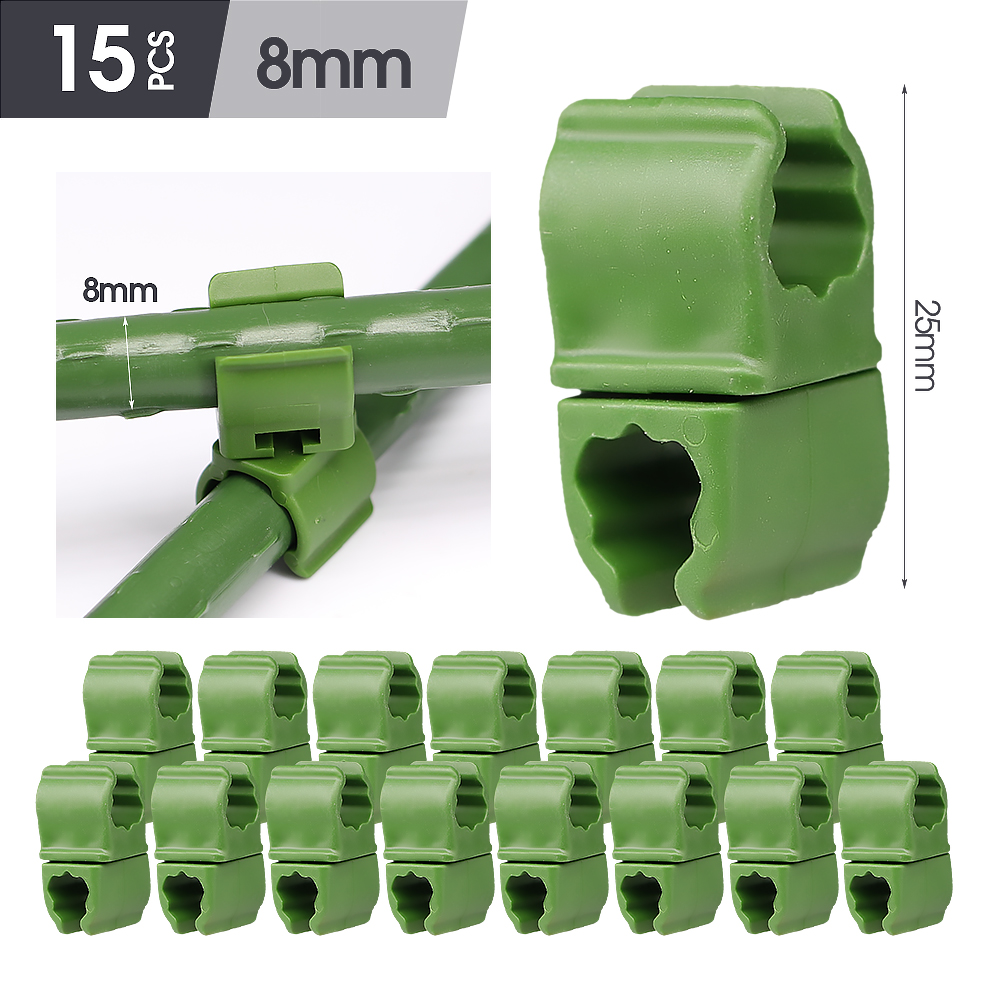 Attache en plastique 8-20mm, 15 pièces, Clip croisé de jardin pour tige de Support de plante, boucle réglable ou fixe, pince de connecteur de piquet de treillis: Beige