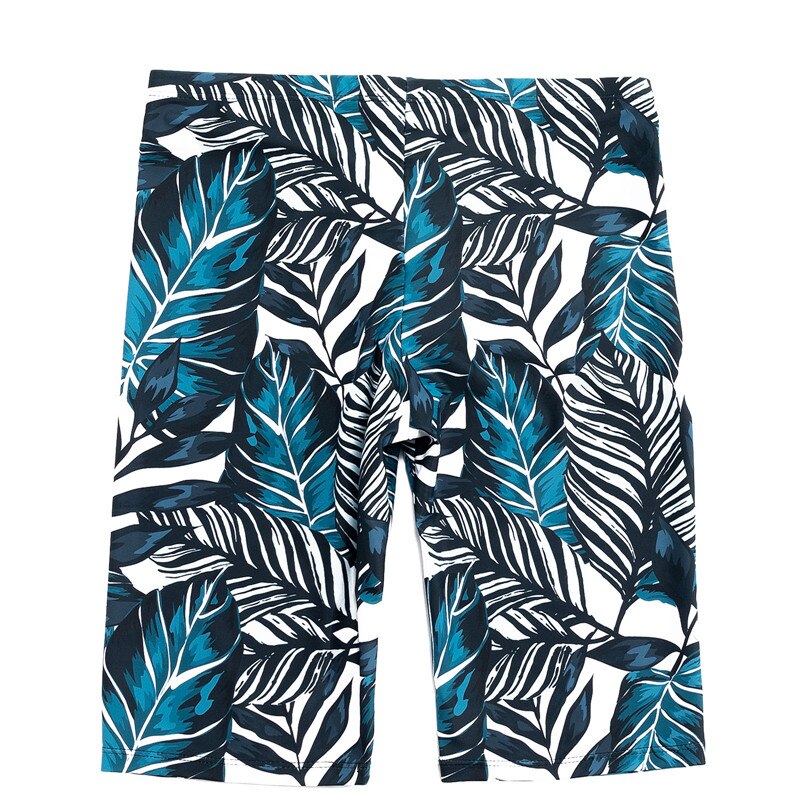 Mannen Leaf Print Strand Broek Hawaiian Zwemmen Board Shorts Zwembroek Hoge Stretch Tropical Marine Stijl Zomer Kleding