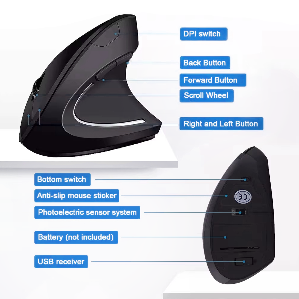 Bezprzewodowa mysz pionowa Xiaomi Bluetooth 2,4 GHz Ergonomiczne myszy do gier 1600 DPI Regulowane biura Optyczne klawiatury elektroniczne