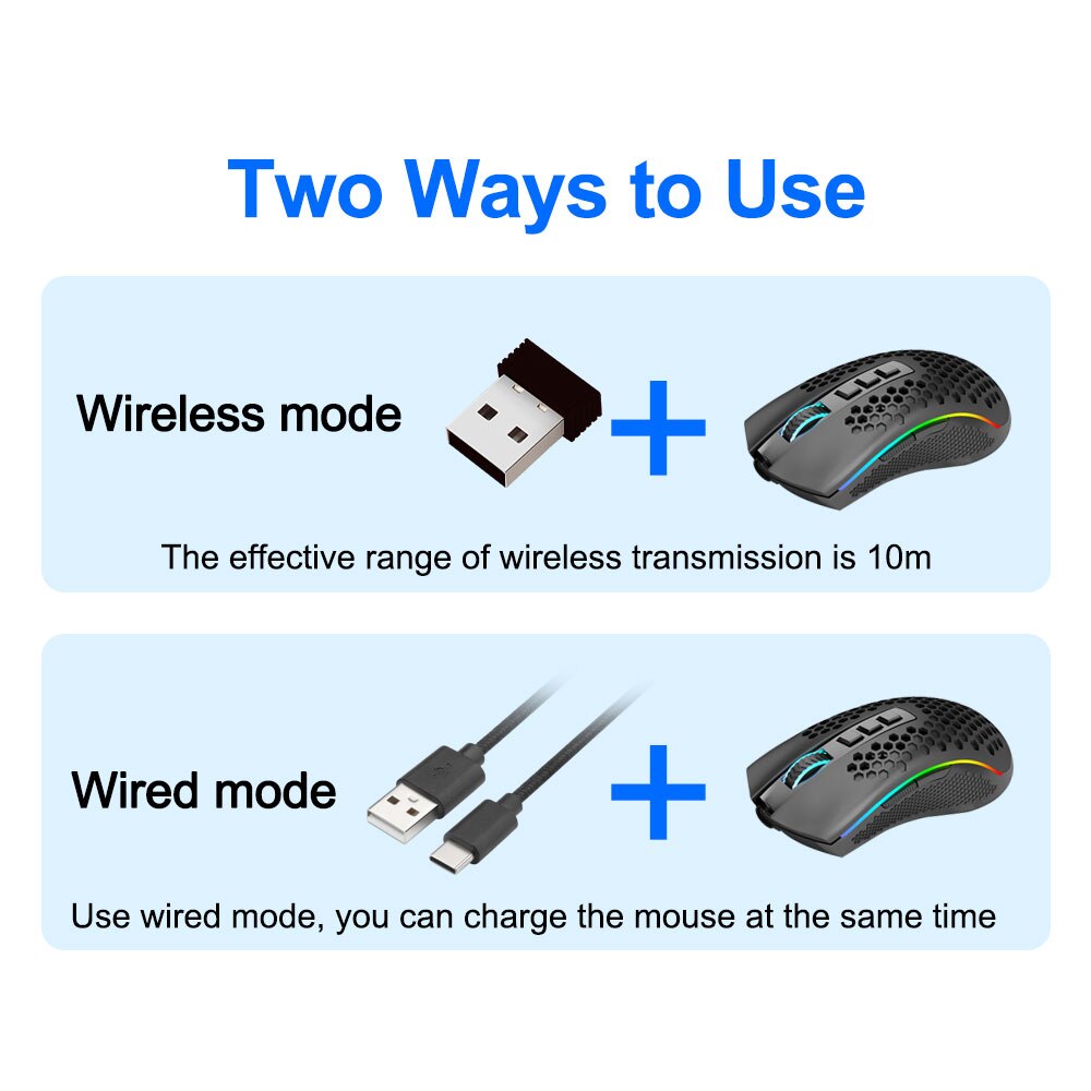 Redragon Storm Pro M808-KS RGB USB 2.4G Wireless Gaming Mouse 16000 DPI Programmable ergonomic for gamer Mice laptop PC