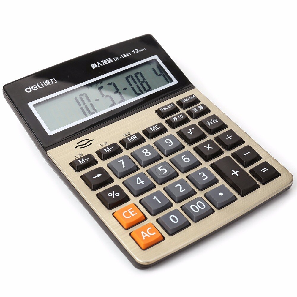 Deli 1pcs calculator desktop Stationery 12 digital voice calculator 1541A human voice office
