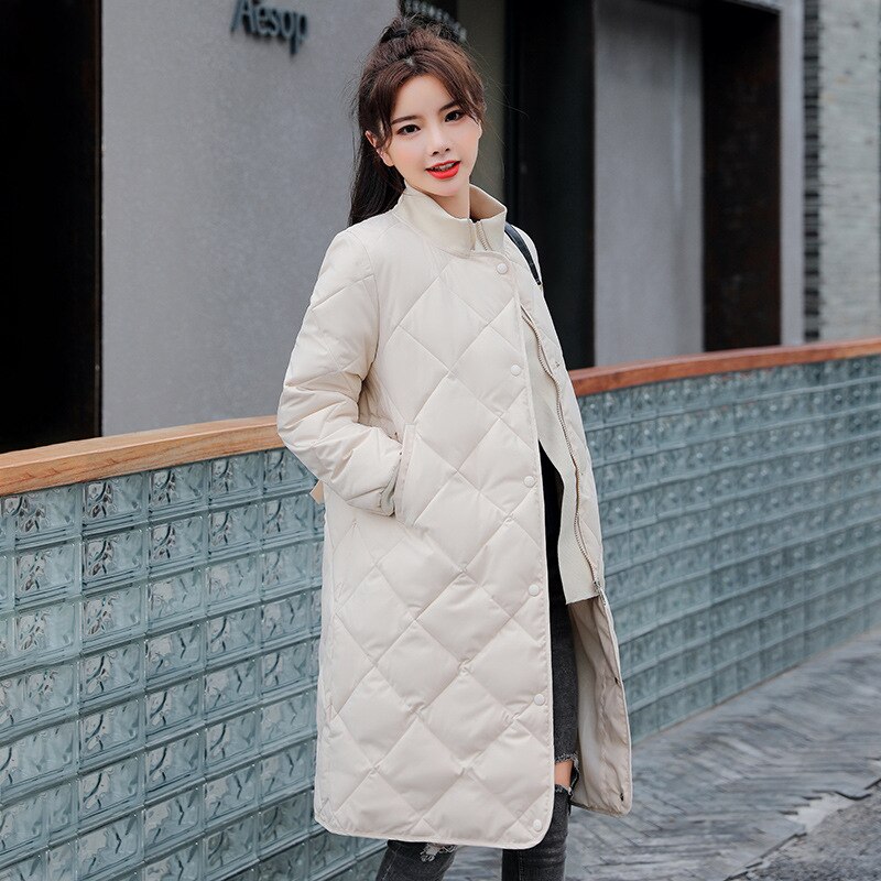 Untuva parka naiset parka talvitakki nainen nainen talvi tikattu takki untuvatakki naisten takki  m998: Beige / Xl