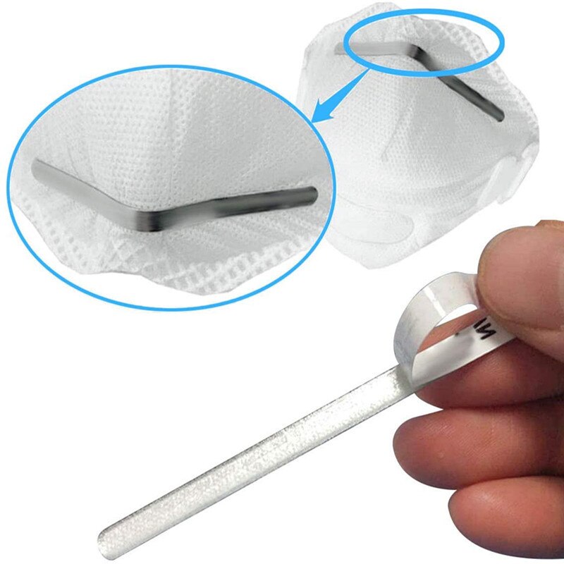 Clip de alambre para la nariz para mascarilla, banda de aluminio plana de Metal, accesorios para manualidades, 20-100 Uds.
