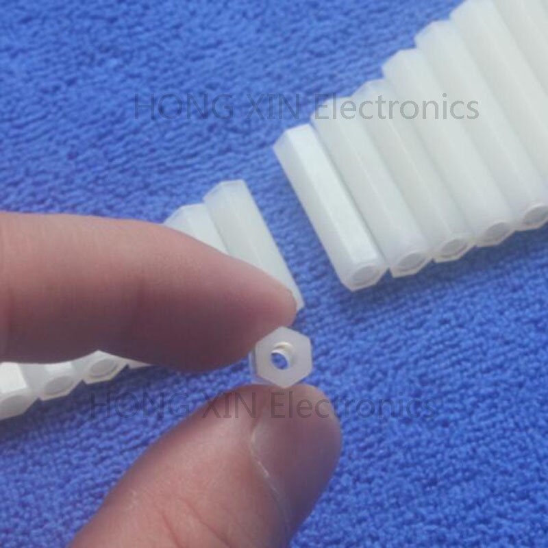 M3*8 8mm 1 st vit nylon hex kvinnlig-kvinnlig avstånd distans spacer gängad sexkantig distans distans distans märke