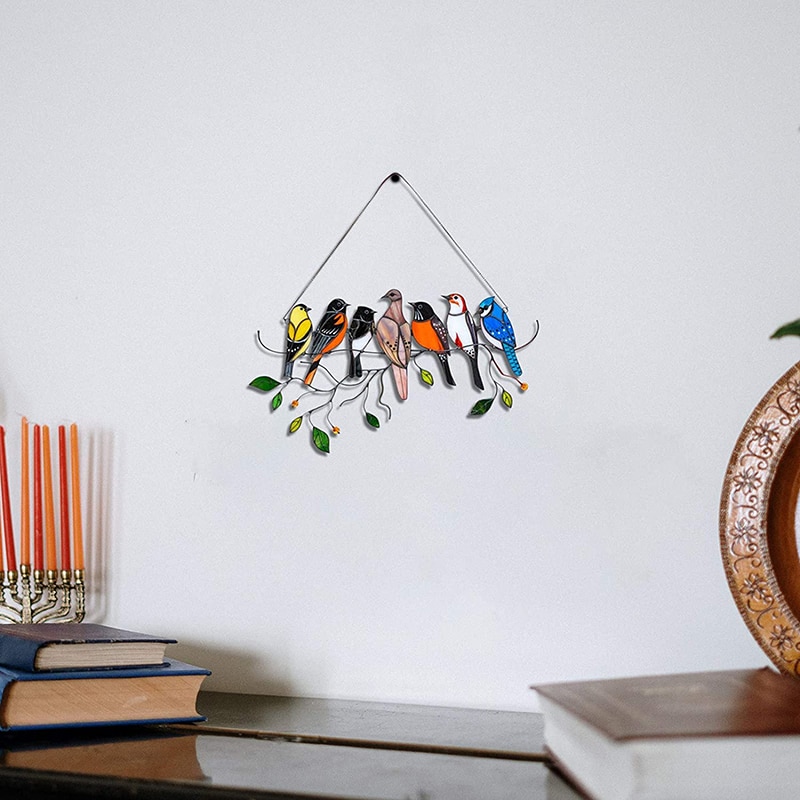 Stained Bird Glass Window Hangings Acrylic Wall Hanging Birds Decor Room Accessories Scandinavian Decor Mothers Day