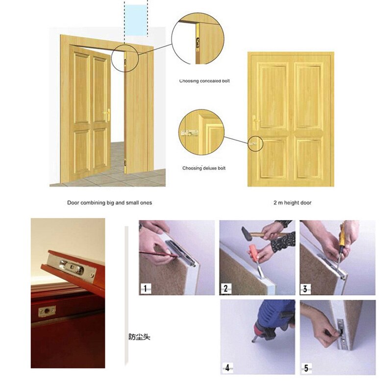 Stainless Steel Door Slide Bolt Latch Lock Flush Bolt for Primary-Secondary Doors (Pack of 2)