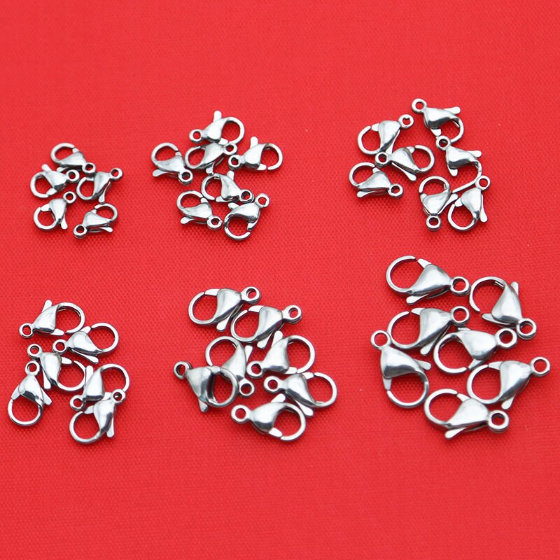 316 Stainless Steel Silver Lobster Clasps Claw Jewelry Hook Findings for Necklace Chain Bracelet